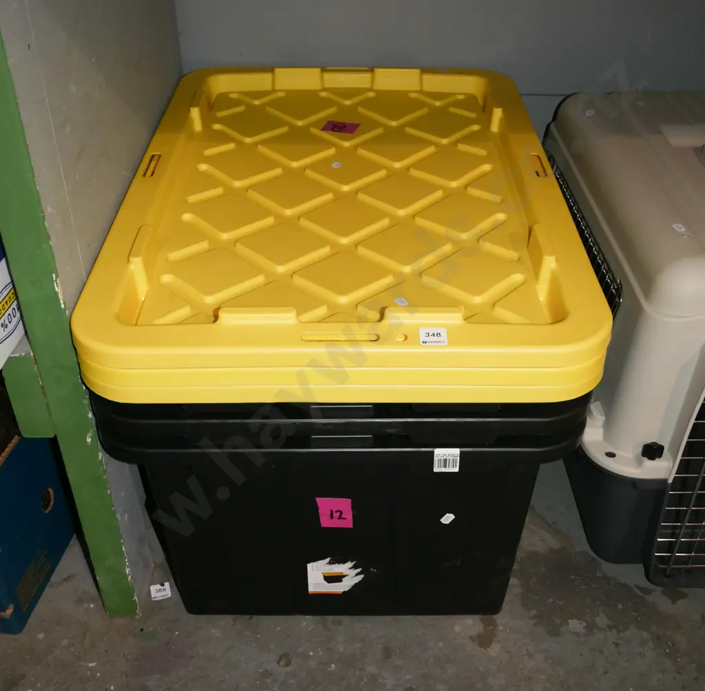 3x black plastic heavy duty storage containers with lids Image 1++