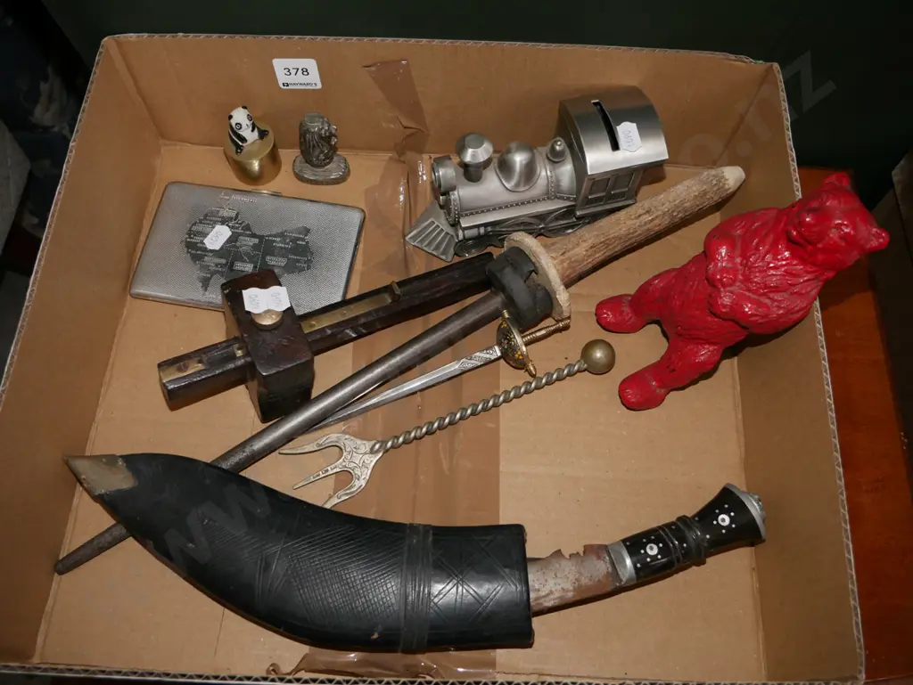 box; kukri knife, steel, vintage woodworker gauge Image 1++