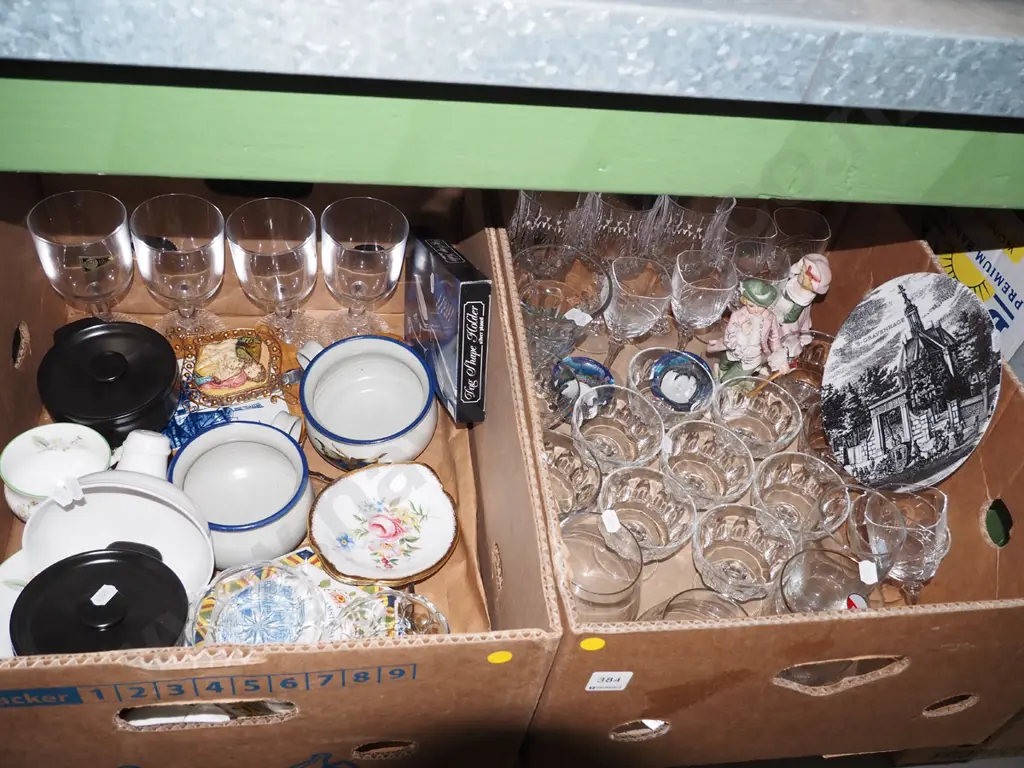 2x boxes; glass ware, figurines, cutlery, soup bowls etc Image 1++