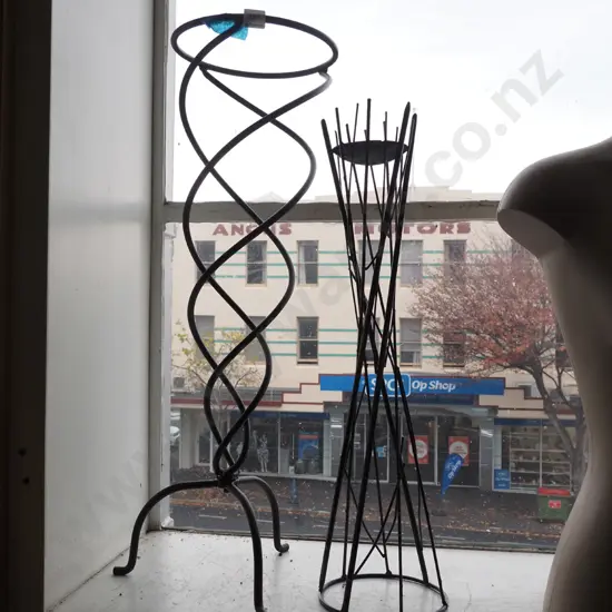 wrought metal plant stand, metal tea light candle holder