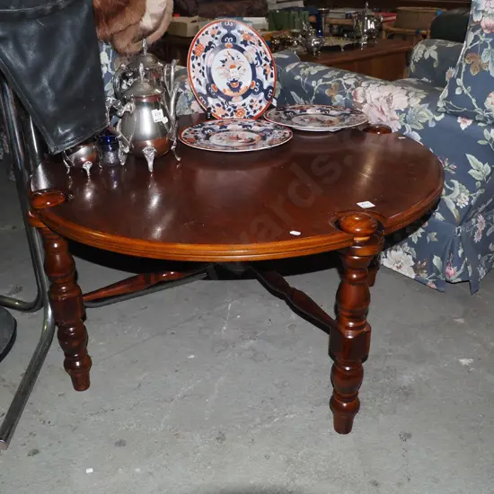 circular turned leg hardwood coffee table H-470 Diam-900