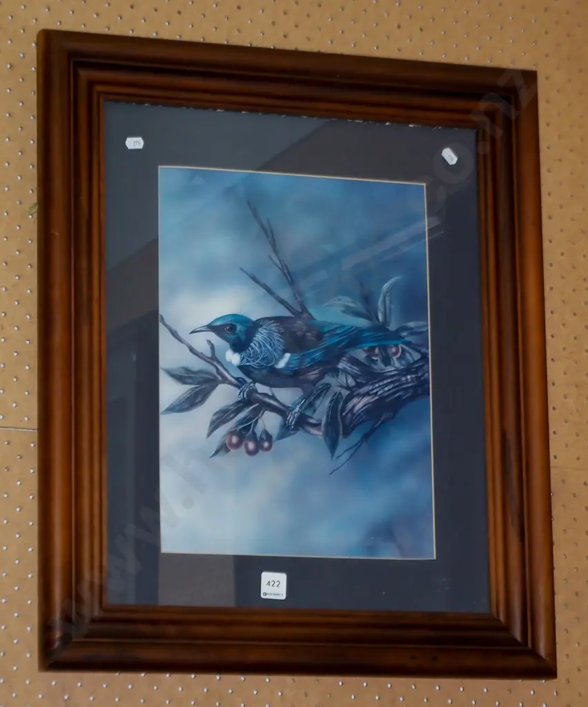 wood framed print - tui on branch Image 1++