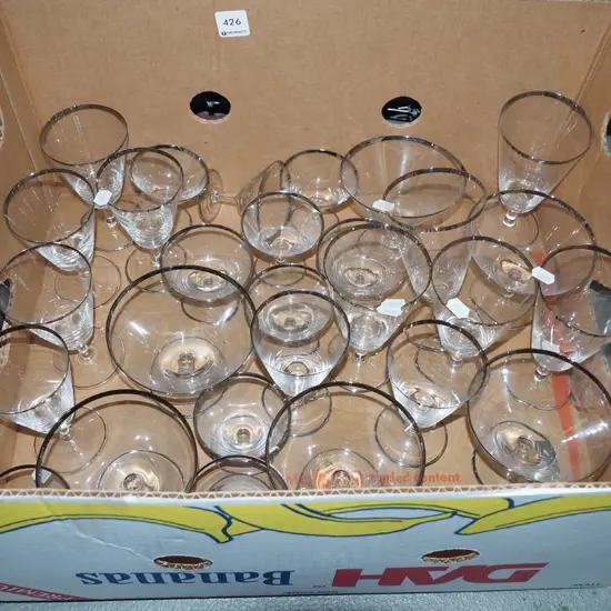 box of comports, wine glasses