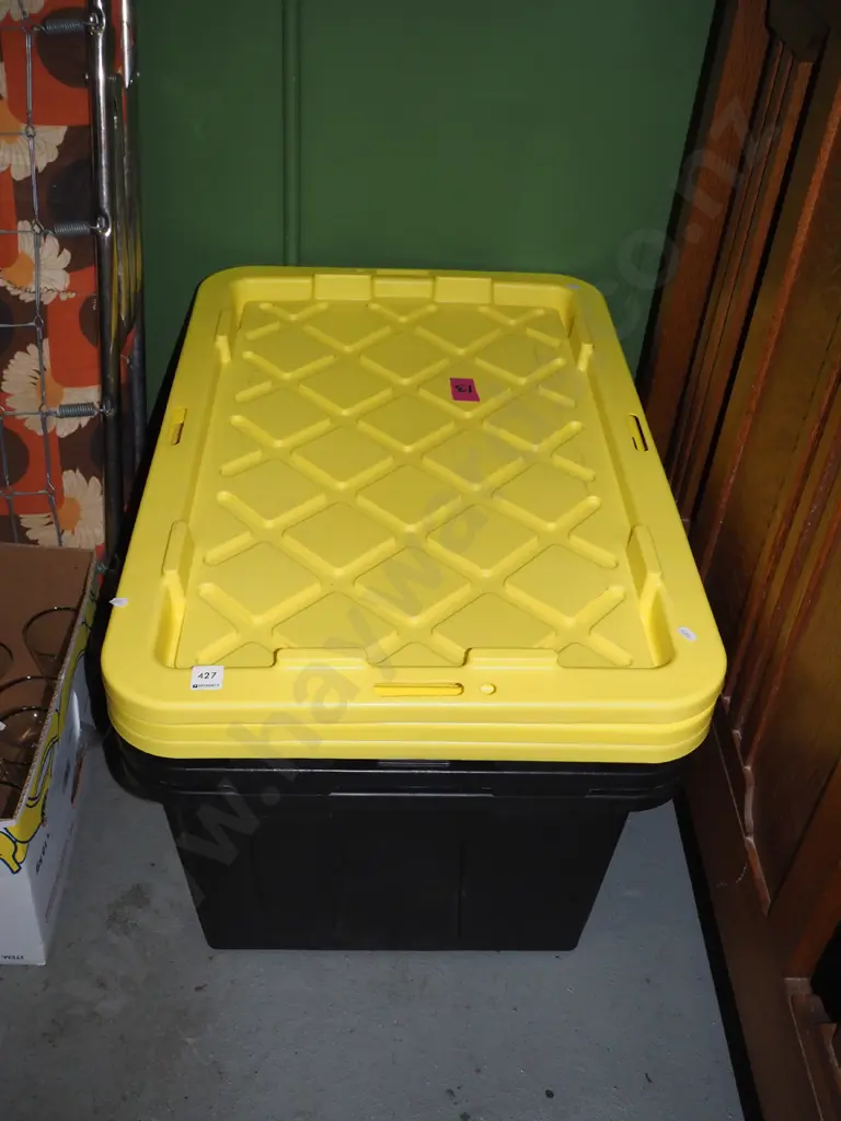 3x large heavy duty black and yellow storage tubs Image 1++