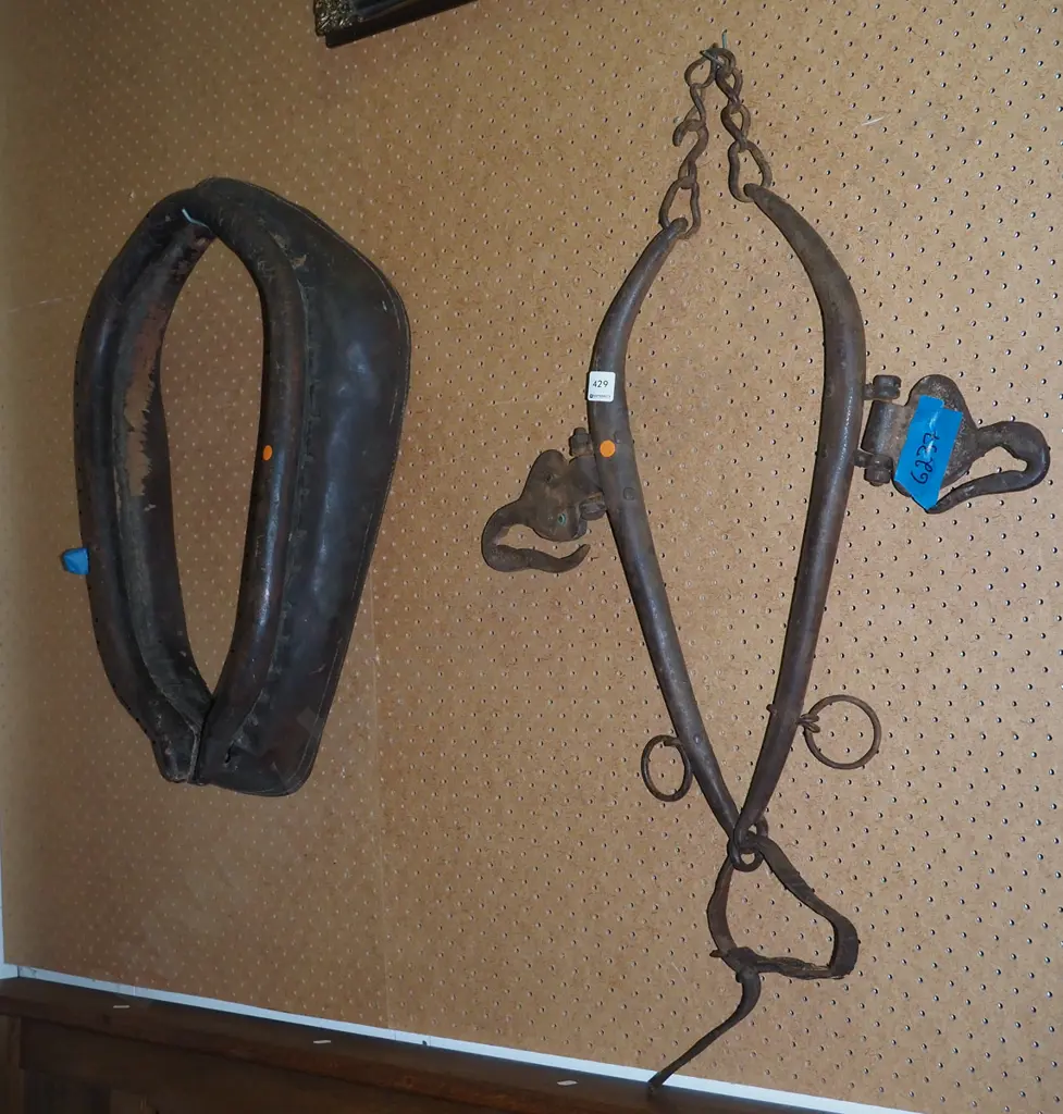 vintage leather horse collar and haines - orange dots Image 1++