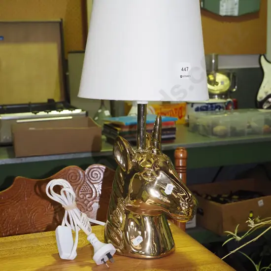 golden unicorn based table lamp