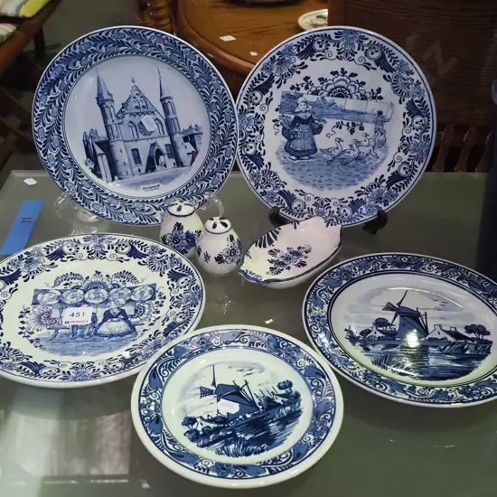 Delft plates, small dish, salt and pepper