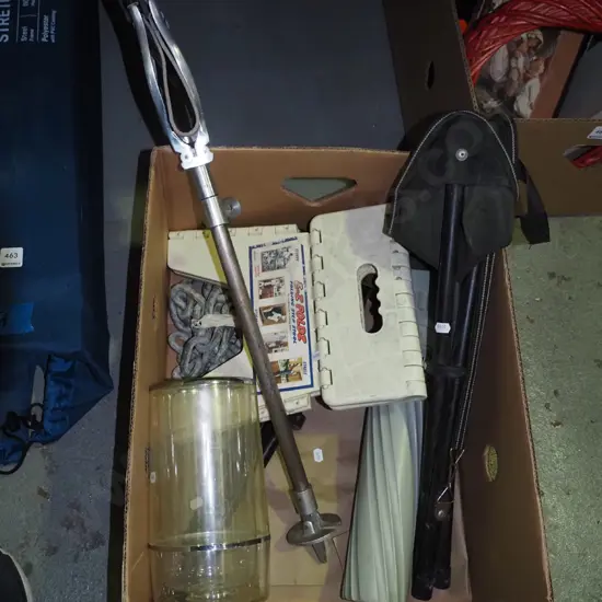 box; shooting stick, wine cooler, tripod stools etc
