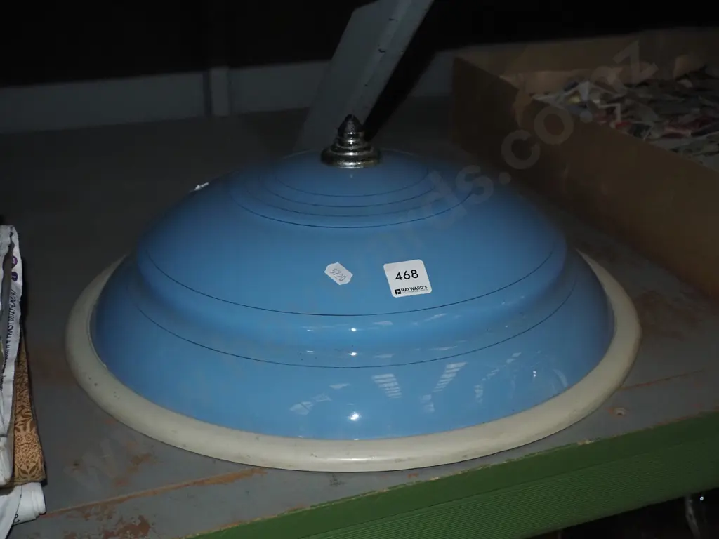 blue glass mid-century light fitting Image 1++