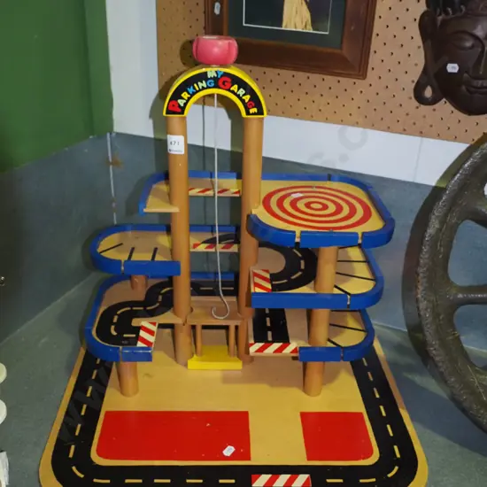 child's wooden toy garage