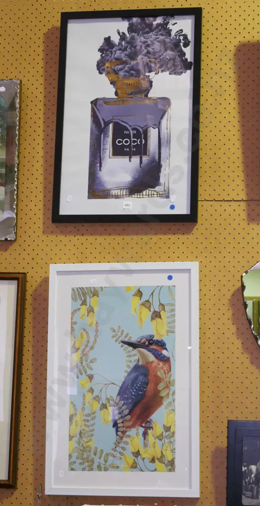 2x framed prints - blue dots Image 1++