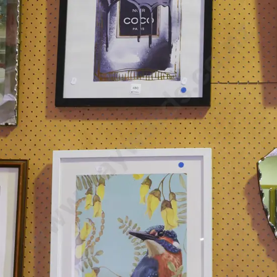 2x framed prints - blue dots