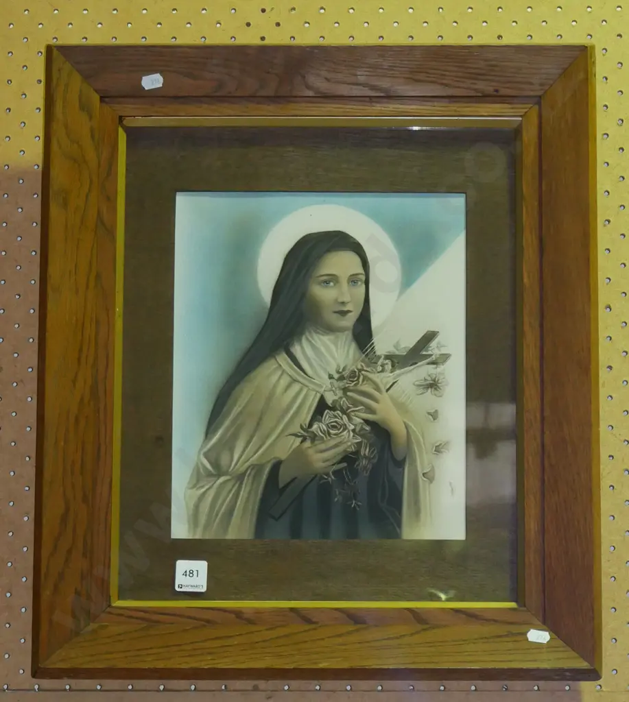 oak framed religious print Image 1++