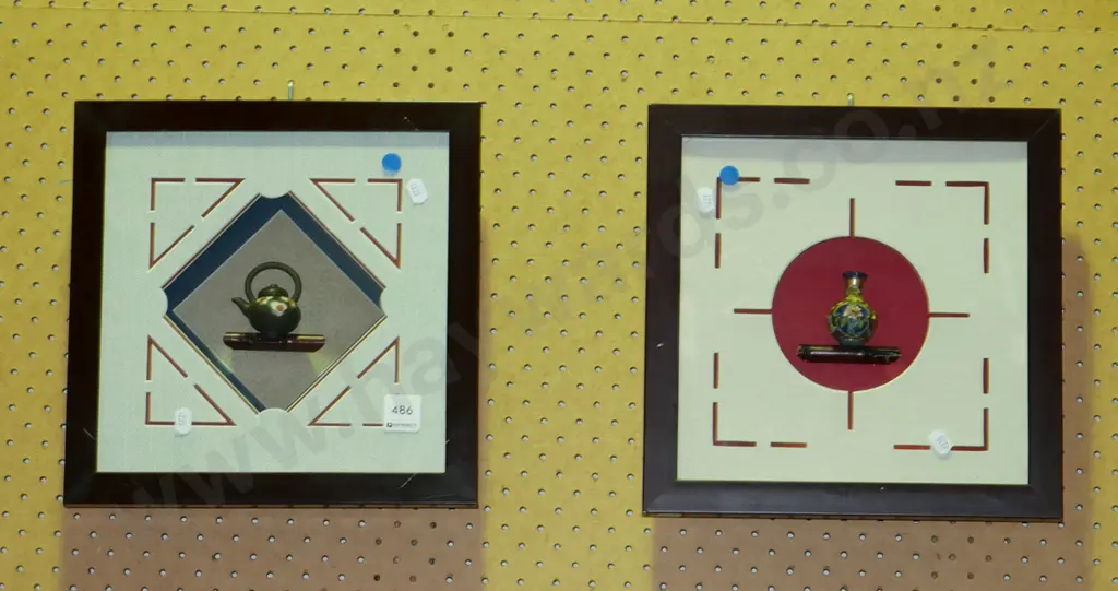 2x shadow boxes - blue dots Image 1++