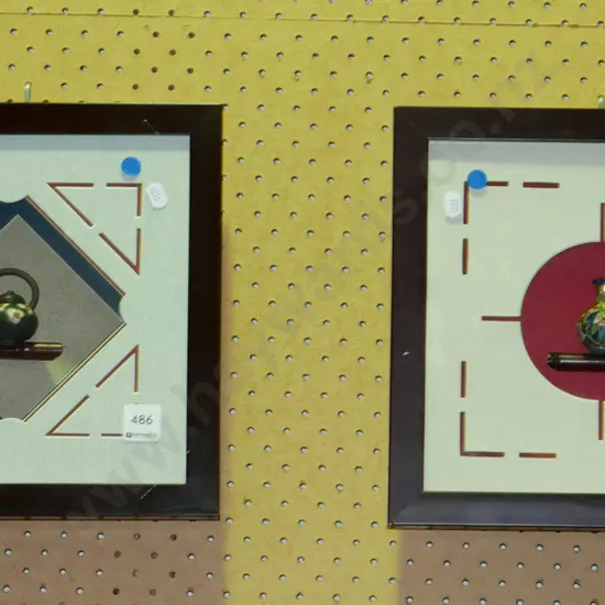 2x shadow boxes - blue dots