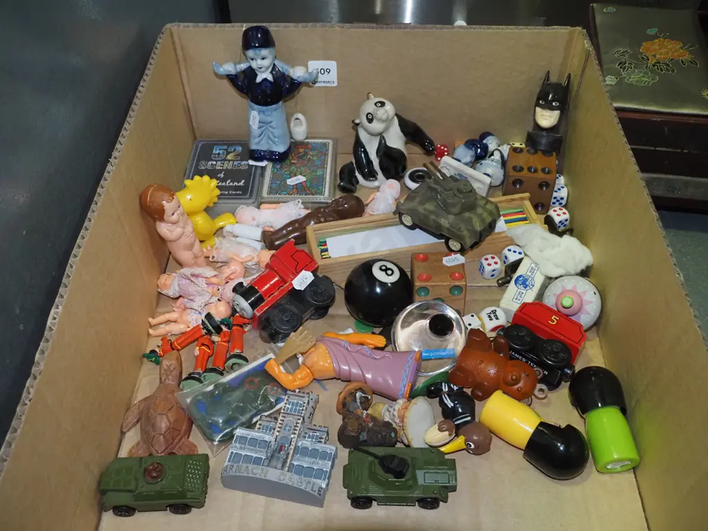 box; playing cards, dice, pick up sticks, miniature dolls etc Image 1++