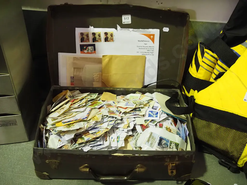 vintage suitcase of stamps Image 1++