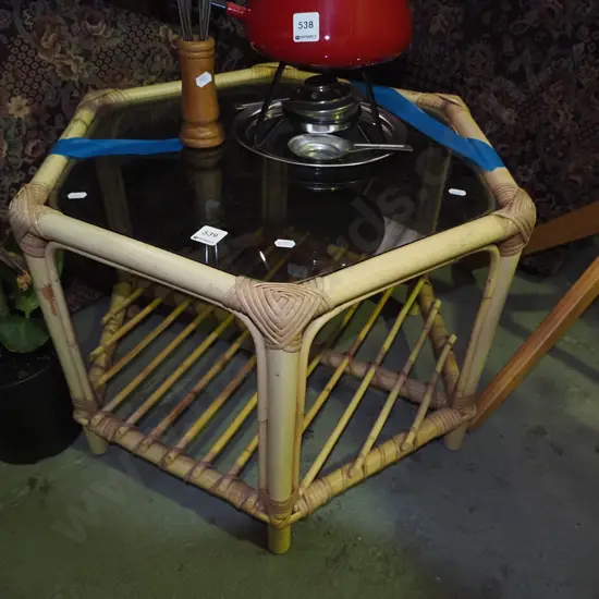 glass top octagonal end table