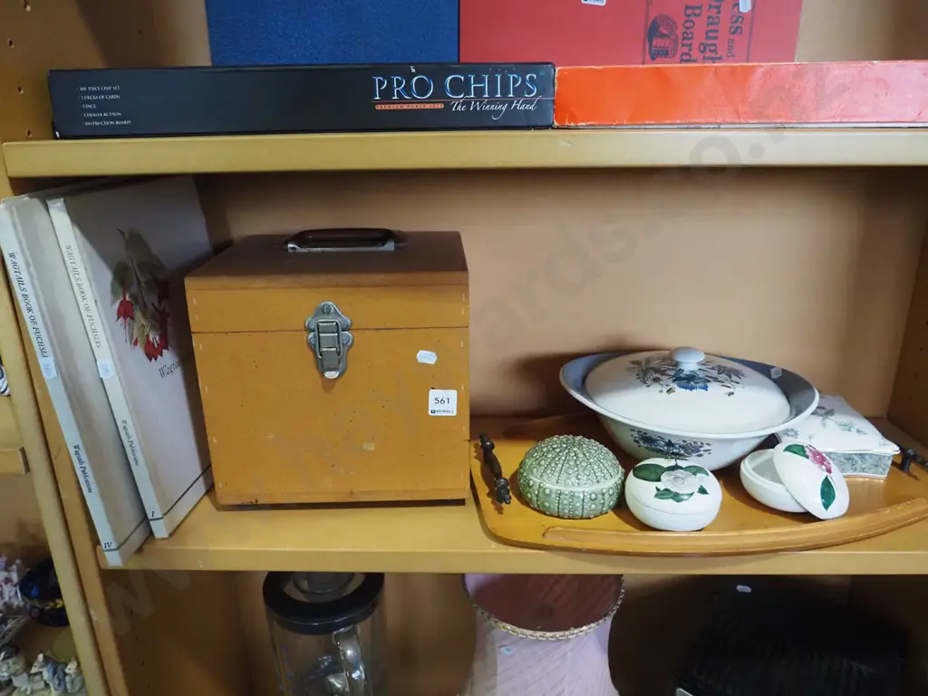 tray, mdf chest, books, lidded vege etc Image 1++