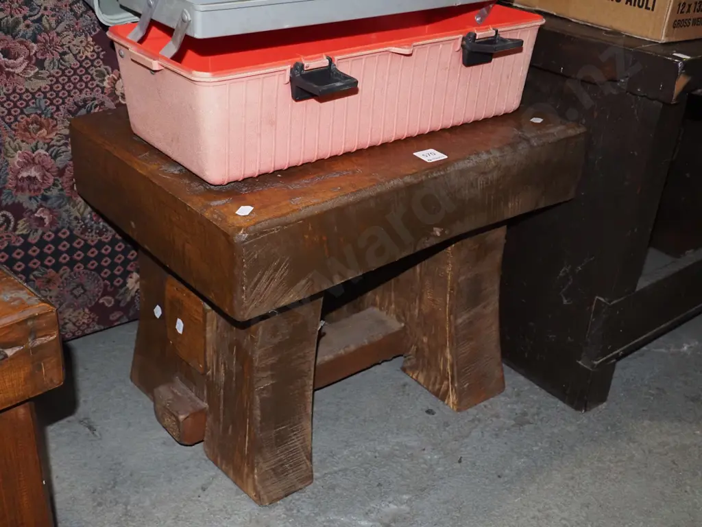 rustic heavy wood stool Image 1++