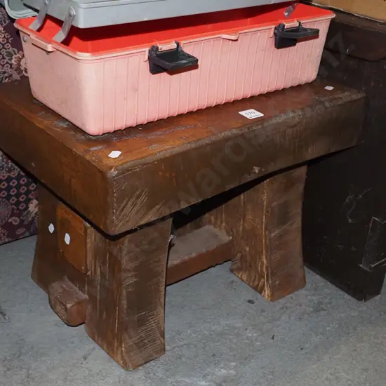 rustic heavy wood stool