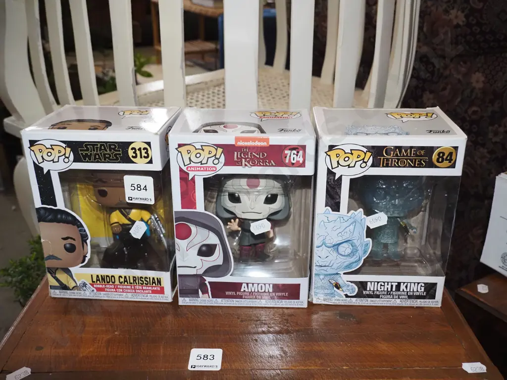 3x Pop movie figurines;  Lando Calrissian, Amon, Night King Image 1++