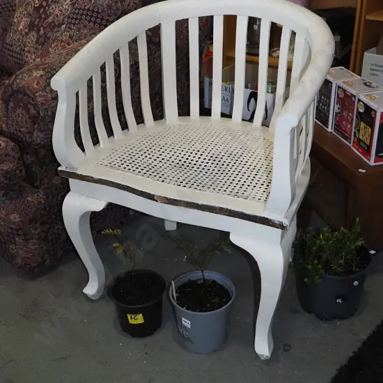 restorer's white painted bergere tub chair