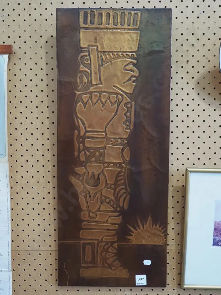 pressed copper Inca themed wall art Image 1++