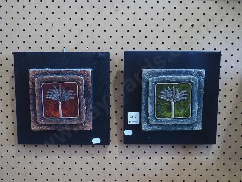 2 x mixed media wall art - tree ferns Image 1++