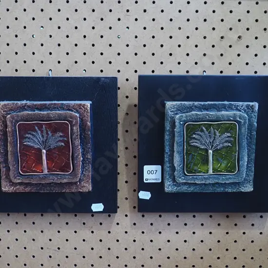 2 x mixed media wall art - tree ferns