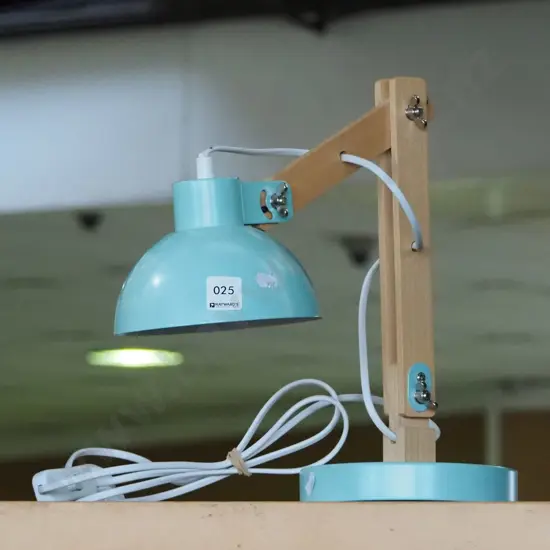 wod and metal anglepoise desk lamp