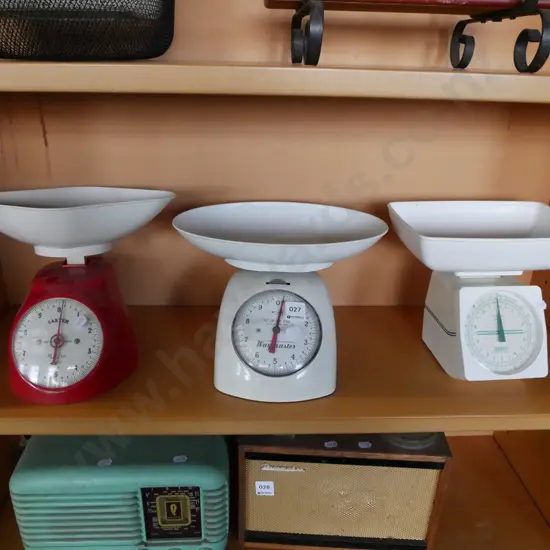 3 sets of English kitchen scales