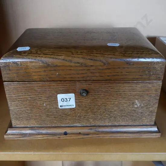 oak jewellery box and costume jewellery