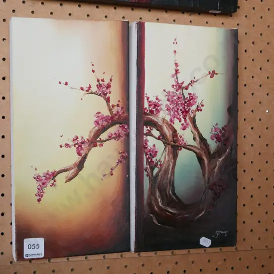 framed diptych on canvas - blossoms