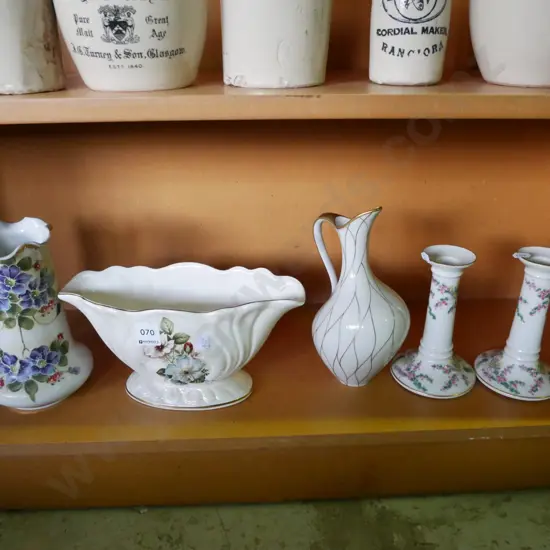 candlesticks, ewer vase and 2 other vases, tallest is H-230