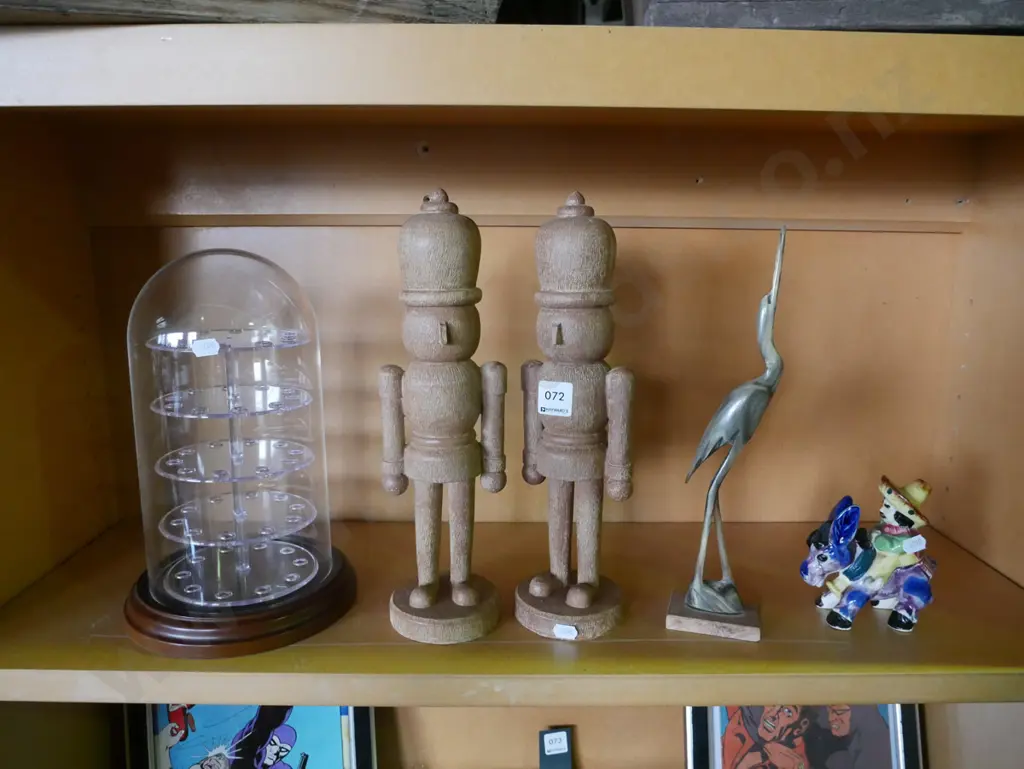 glass display dome H-280 and assorted figurines Image 1++