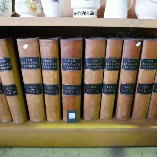 leather bound volumes of the NZ Gazette 1929-1932