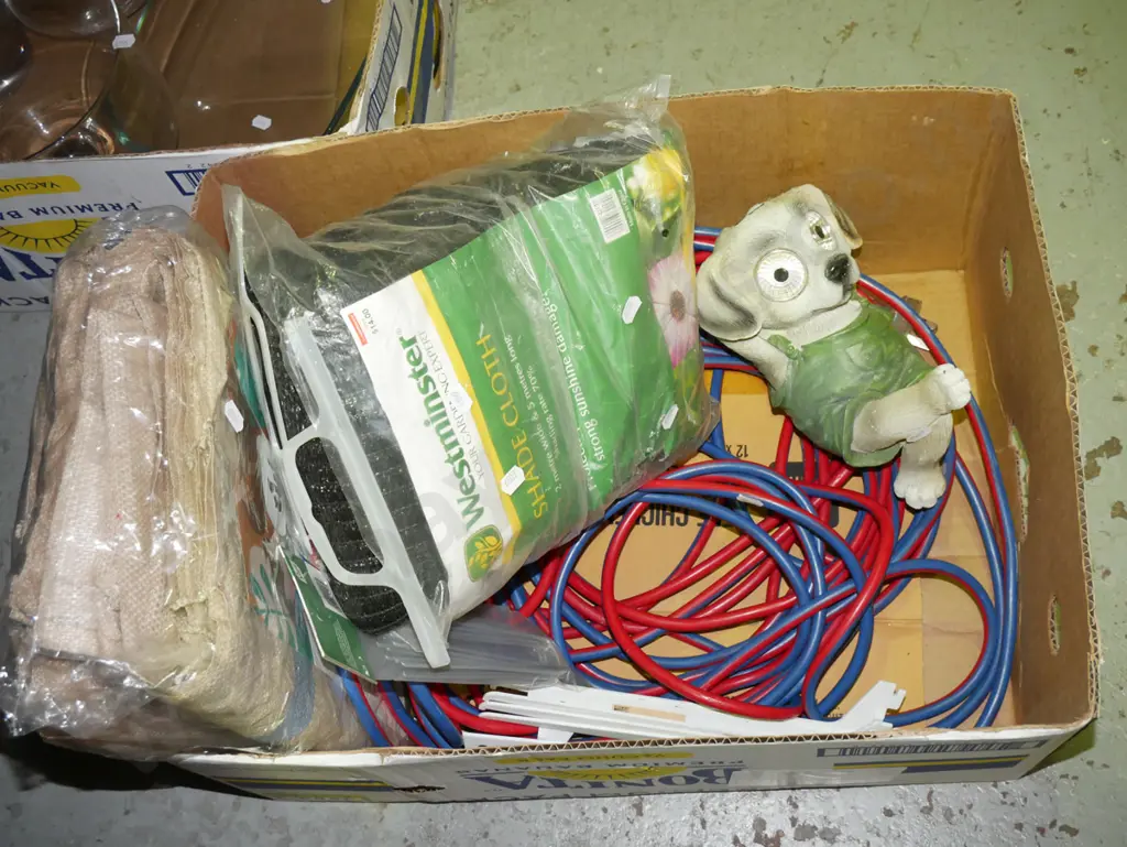 box of shade cloth, extension cord, wool sack, etc. Image 1++