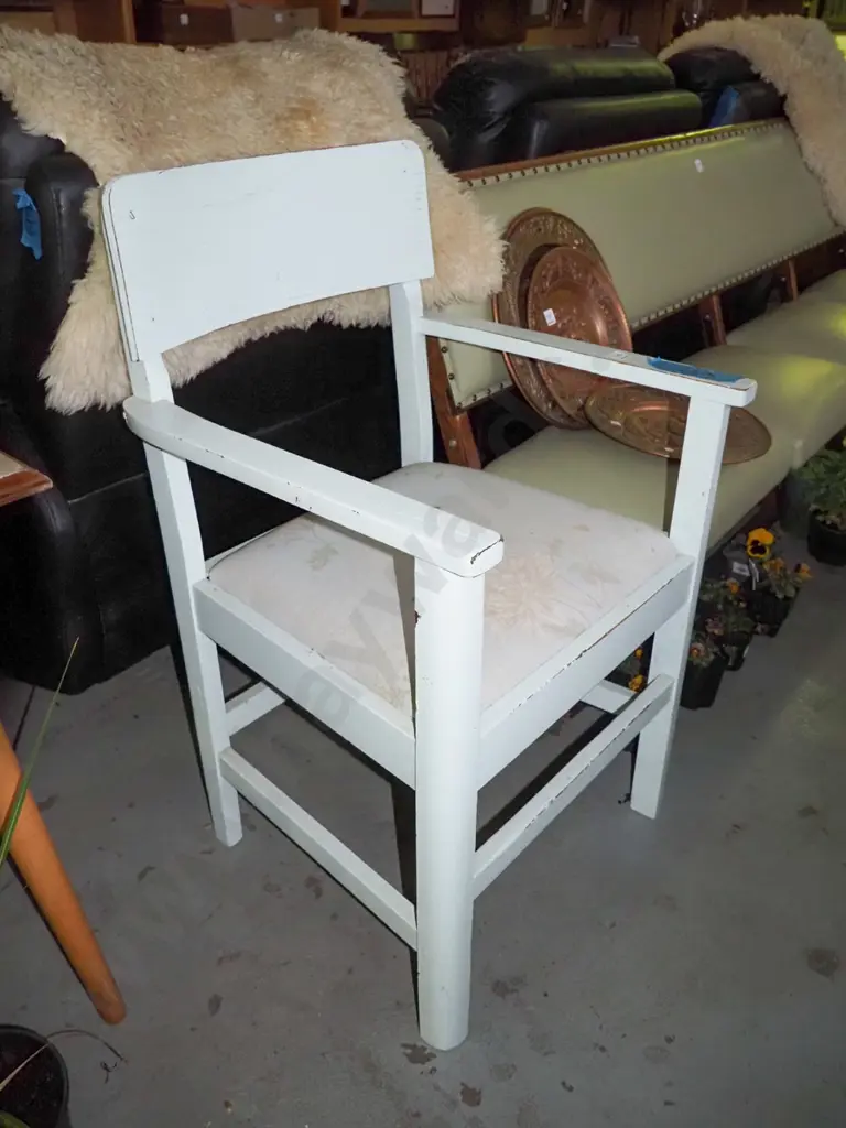 wooden armchair, upholstery needs attention Image 1++
