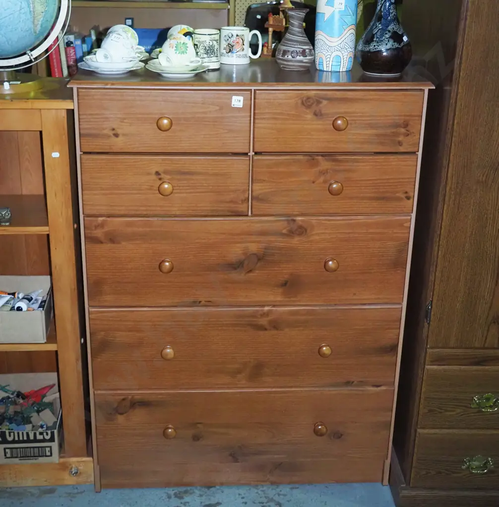 mdf faux wood veneer 7 drawer tall boy H-1190 W-870 Image 1++