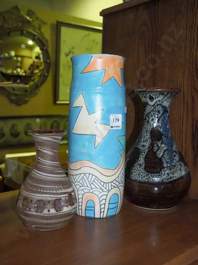 3 studio pottery vases Tallest H-280 Image 1++
