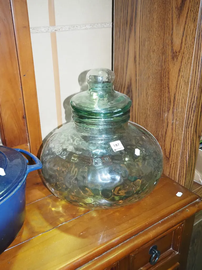large mottled glass canister Image 1++