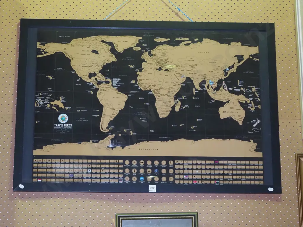 framed poster - Travel Nerds scratch travel map Image 1++