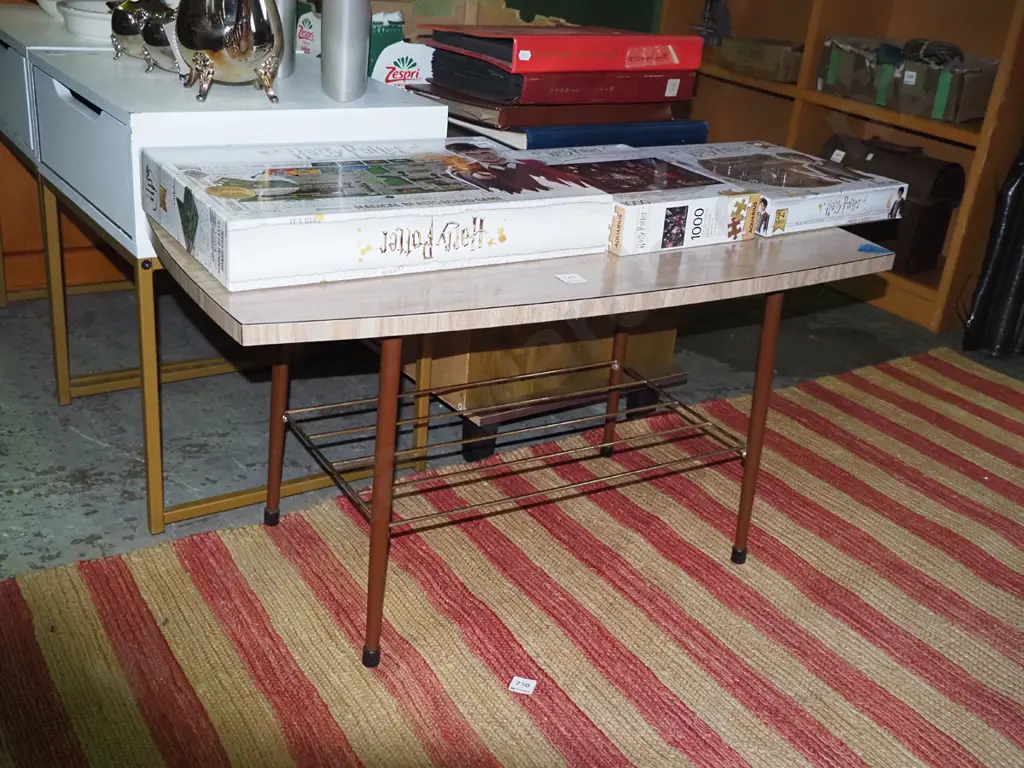 mid-century formica top coffee table w/magazine rack Image 1++