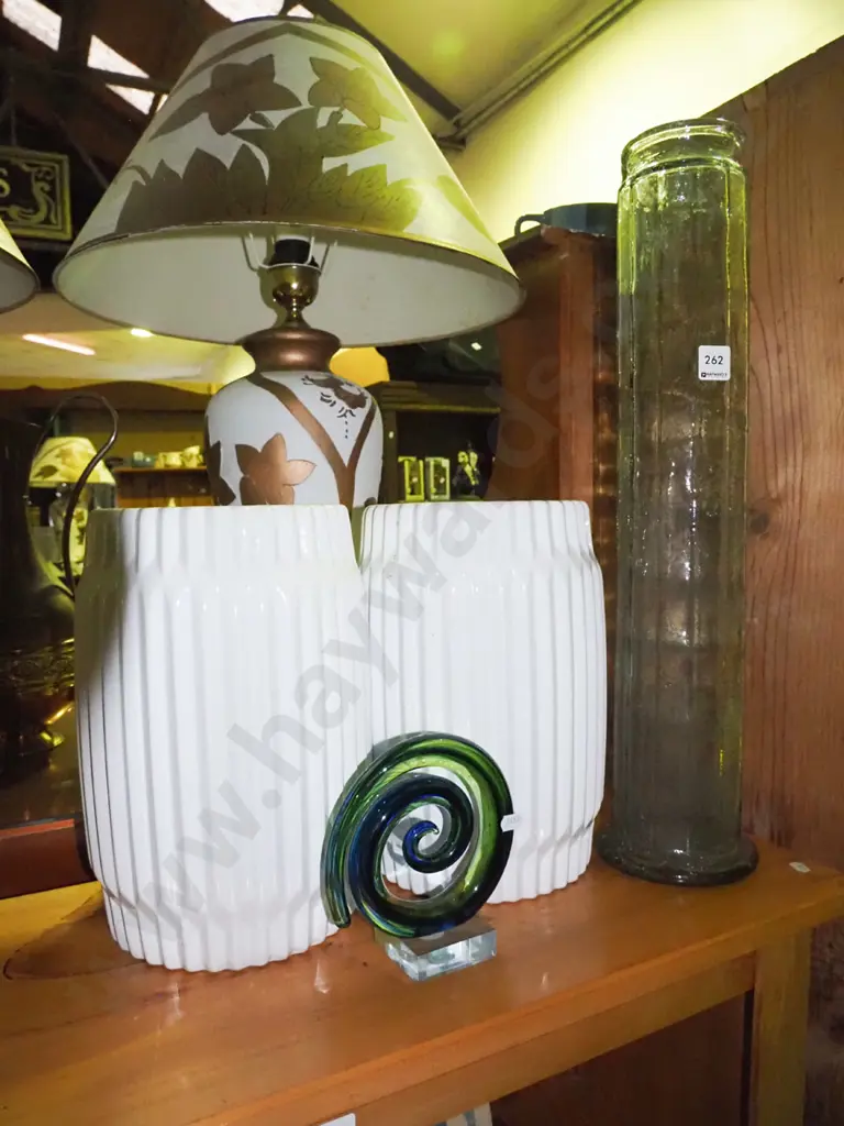 tall glass vase, 2 planters and a glass koru ornaments. Tallest vase 580 Image 1++