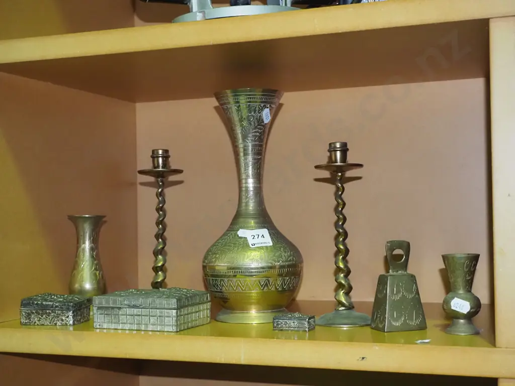 brass vase H-250, candlestick, bell and trinket boxes Image 1++