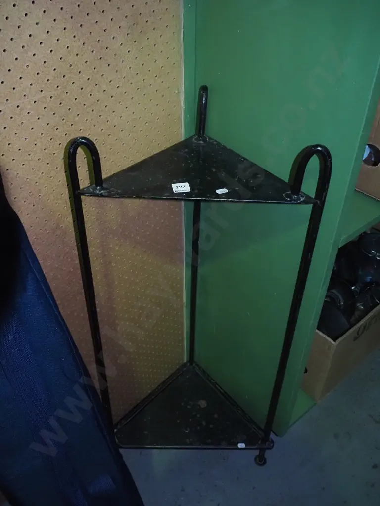 industrial style metal 2-tier corner whatnot Image 1++