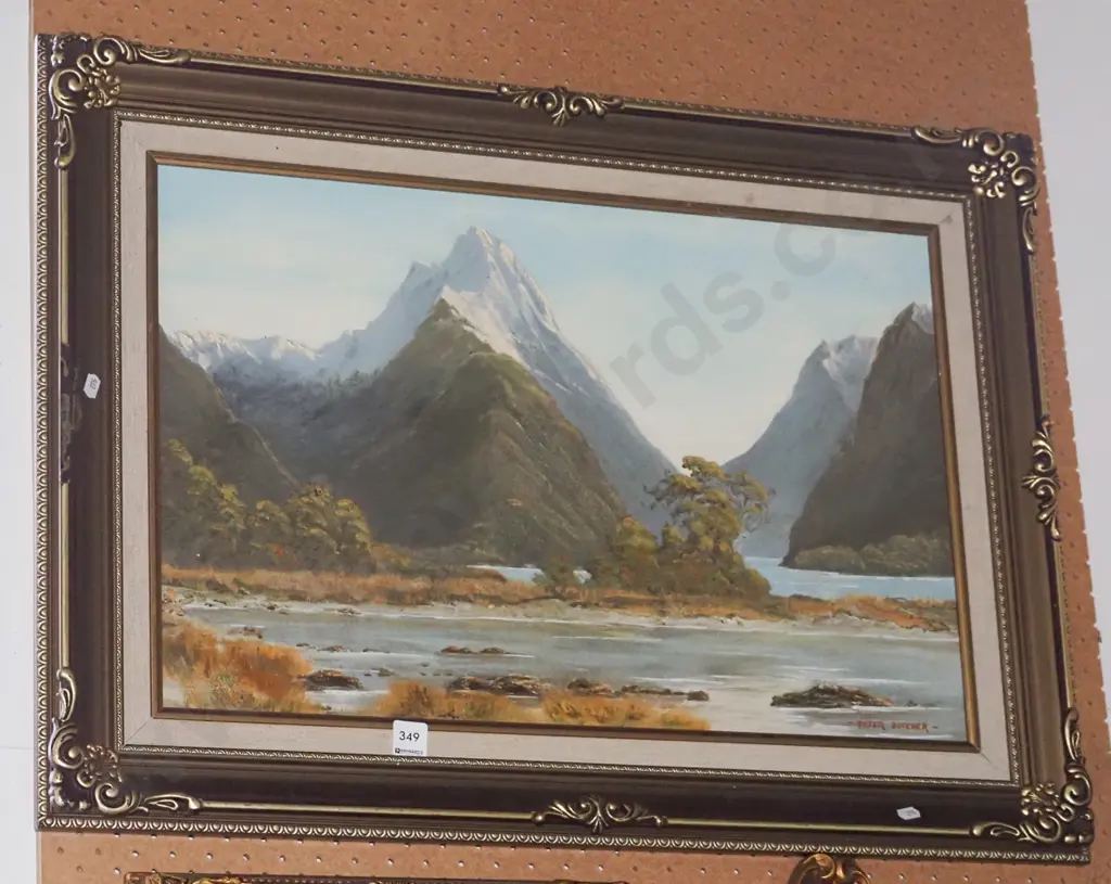 Peter Butcher - framed oil on board - Mitre Peak Image 1++