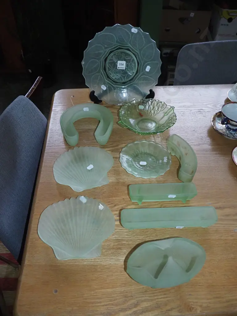 assorted green depression glass items Image 1++