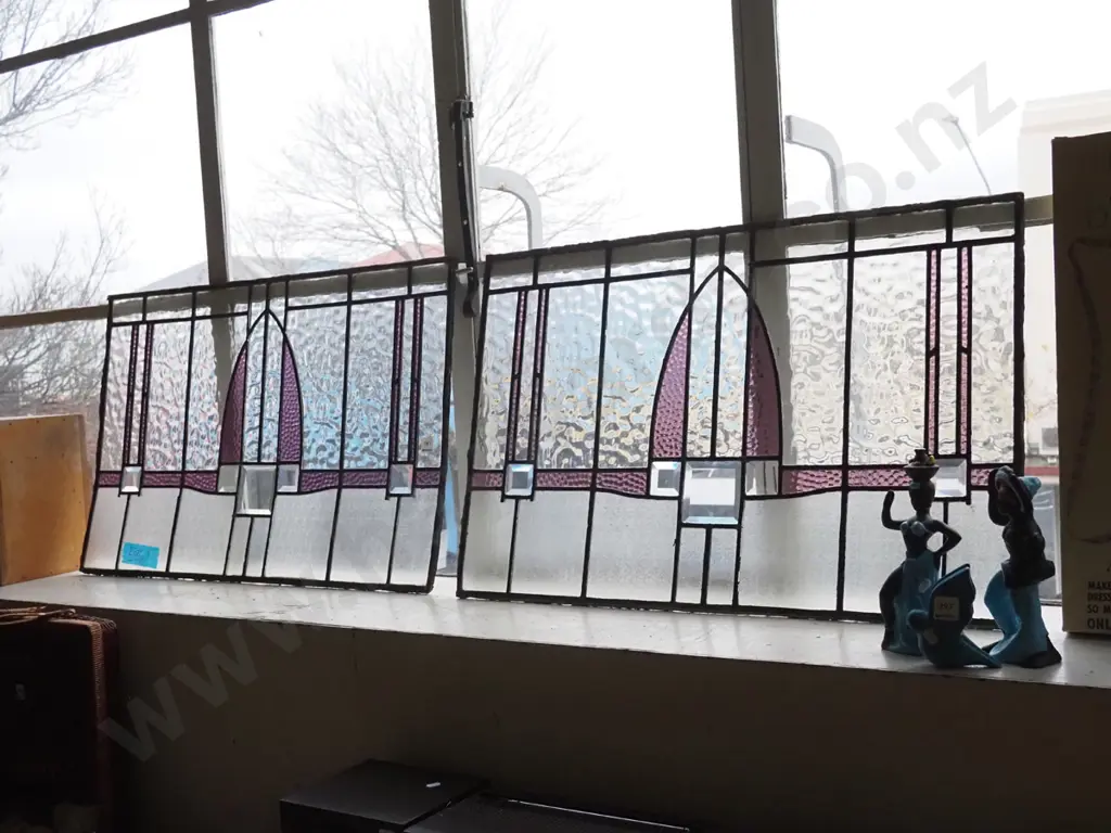 2 leadlight glass panels H-550 W-830 Image 1++